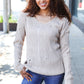 Eyes On You Taupe Distressed V Neck Ribbed Sweater
