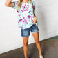 Turquoise & Purple Flat Floral Print Top