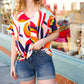 Orange Geometric V Neck Drop Shoulder Top