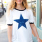 Off White Distressed Star Terry Short Sleeve Top