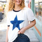Off White Distressed Star Terry Short Sleeve Top