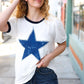 Off White Distressed Star Terry Short Sleeve Top