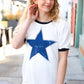 Off White Distressed Star Terry Short Sleeve Top