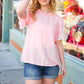 Spread Joy Blush Mock Neck Embroidered Woven Top