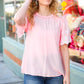 Spread Joy Blush Mock Neck Embroidered Woven Top