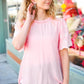 Spread Joy Blush Mock Neck Embroidered Woven Top