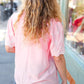 Spread Joy Blush Mock Neck Embroidered Woven Top