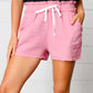 Light Rose Double Gauze Drawstring Cotton Shorts
