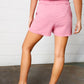 Light Rose Double Gauze Drawstring Cotton Shorts