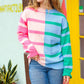 Perfectly Poised Blush & Blue Stripe Color Block Knit Sweater