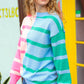 Perfectly Poised Blush & Blue Stripe Color Block Knit Sweater