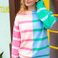Perfectly Poised Blush & Blue Stripe Color Block Knit Sweater