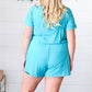Ice Blue Brushed Knit Elastic Waist Pocketed Romper