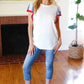 Patriotic Pom Pom Lace Flutter Sleeve Top