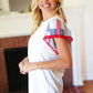 Patriotic Pom Pom Lace Flutter Sleeve Top
