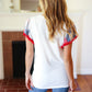 Patriotic Pom Pom Lace Flutter Sleeve Top