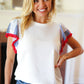 Patriotic Pom Pom Lace Flutter Sleeve Top