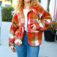 It's Your Best Rust & Camel Plaid Sherpa Button Down Jacket