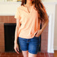 Feel Your Best Coral Baby Waffle Henley Neckline Top (Copy)