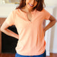 Feel Your Best Coral Baby Waffle Henley Neckline Top (Copy)