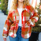 It's Your Best Rust & Camel Plaid Sherpa Button Down Jacket