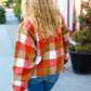 It's Your Best Rust & Camel Plaid Sherpa Button Down Jacket