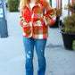 It's Your Best Rust & Camel Plaid Sherpa Button Down Jacket