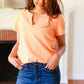 Feel Your Best Coral Baby Waffle Henley Neckline Top (Copy)