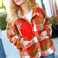 It's Your Best Rust & Camel Plaid Sherpa Button Down Jacket