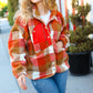 It's Your Best Rust & Camel Plaid Sherpa Button Down Jacket