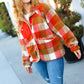 It's Your Best Rust & Camel Plaid Sherpa Button Down Jacket