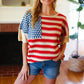 American Flag Jacquard Knit Sweater Top