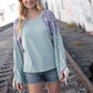 Mint Lace Up Long Sleeve French Terry Oversized Pullover