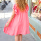Out For The Day Peach Crinkle Woven Ruffle Sleeve Dress