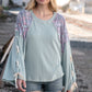 Mint Lace Up Long Sleeve French Terry Oversized Pullover