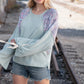 Mint Lace Up Long Sleeve French Terry Oversized Pullover