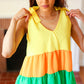 Yellow & Tangerine Tiered Shoulder Tie Crepe Top