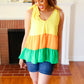 Yellow & Tangerine Tiered Shoulder Tie Crepe Top