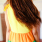 Yellow & Tangerine Tiered Shoulder Tie Crepe Top