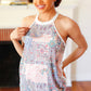 Cream Boho Paisley Thermal Halter Top