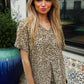 Best In Bold Sage Animal Print V Neck Dolman Side Slit Top