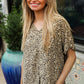 Best In Bold Sage Animal Print V Neck Dolman Side Slit Top