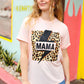 Peach "Mama" Animal Print Graphic Tee