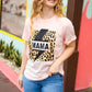 Peach "Mama" Animal Print Graphic Tee