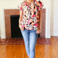 Peach Tropical Floral Tie Neck Raglan Top