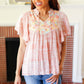 Blush Paisley Floral Yoke Tie Neck Top