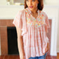 Blush Paisley Floral Yoke Tie Neck Top