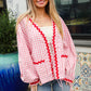 Spell Bound Red & Pink Cotton Ribbon Tie Gingham Pocket Jacket