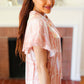 Blush Paisley Floral Yoke Tie Neck Top