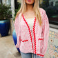 Spell Bound Red & Pink Cotton Ribbon Tie Gingham Pocket Jacket